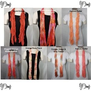 Orange Solid & Patterned Flutter Scarf Accessory